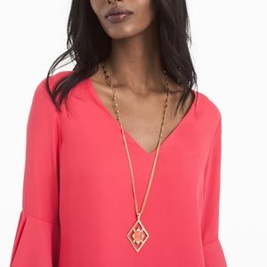 WHBM Pink Stone Pendant Long Necklace